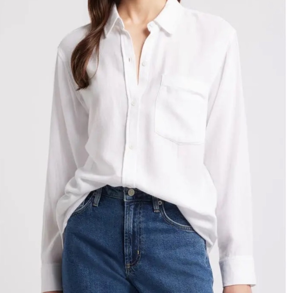 NEW Rails Cotton Blend Hannah Shirt in Optic White